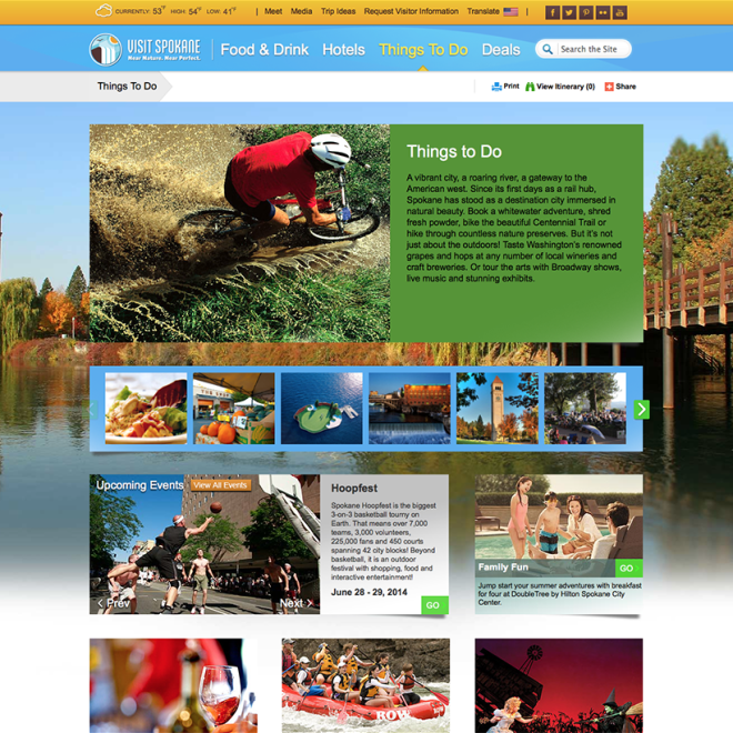 Visit Spokane Website - Things To Do Page